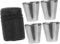 TOPBATHY 4er Set 30ml Edelstahlbecher Tragbare Trinkbecher Für Whisky Bier Und Cocktails Robuste Outdoor Becher Mit Schwarzem Ledertrageetui Perfekt Für Reisen Und Partys