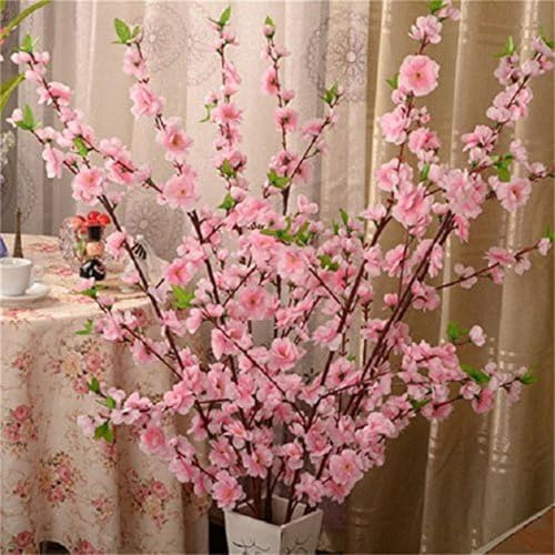 Generico 10 rami di fiori di ciliegio artificiali, 65,6 cm, bouquet di fiori di pesco in seta primaverile per bouquet di fiori finti per la decorazione della casa di nozze (Rosa)