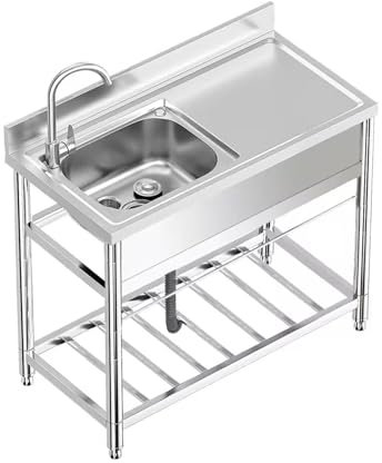 LSyySy Fregadero de cocina para exteriores, fregadero de jardín con escurridor y estante para grifo, para restaurante, cocina y hogar