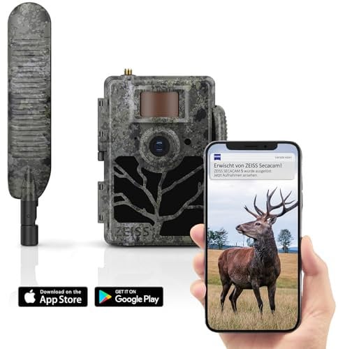 2 x ZEISS Secacam 5 Wide-Angle 100° Wildlife Camera – 4G, HD, remote, waterproof, wireless trail camera for outdoors - Nature observation, including Garden Monitoring, Bird Capture, plus night vision