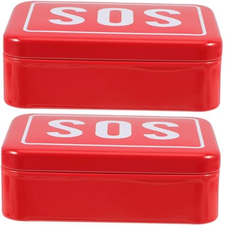 HEMOTON 2stücke Notfallbox Aus Metall Und Stoßfest Leere Aufbewahrungsbox Für Camping Wandern Reisen Mit Mustern Für Outdoor-aktivitäten