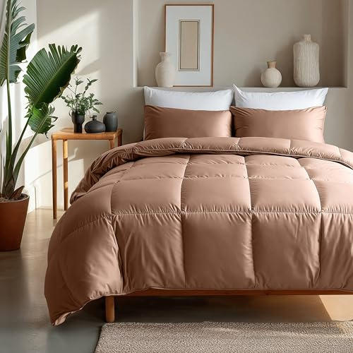 Zelesta Satinbed Bettdecke - Waschbare bettdecke ohne Bezug - Satin-Stoff Bettwäsche - Winterdecke und Sommer-Bettdecke - Duvet - 4 Jahreszeiten - Steppdecke (Timeless Terra, 240x200 cm)
