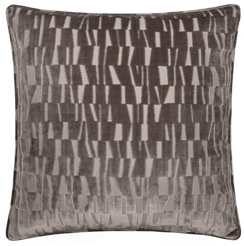Paoletti Manhattan Cushion Cover – Elegant Geometric Textured Velvet Decorative Case (Mink - 50x50cm)