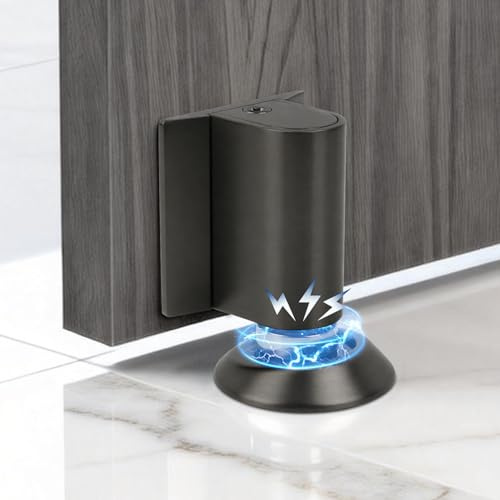 GEEKHOM Magnetischer Türstopper Boden Kleben - Türstopper Magnetisch Ohne Bohren Magnetic Door Stopper Selbstklebend Bodentürstopper Magnet Schwer Türkeil Edelstahl für Tür Floor Wand (Grau)