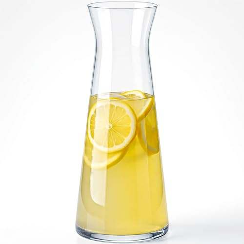 KONZEPT Wasserkaraffe aus robustem Glas – 1 Liter, Glaskaraffe spülmaschinenfest, BPA-frei, stilvoll und stabil
