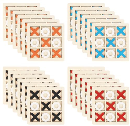 Ainiv 24 Piezas Juego Tres en Raya Madera, Mini Tic TAC Toe | Juego de Mesa Ajedrez XO para Adultos, Regalos para Fiestas de Cumpleaños