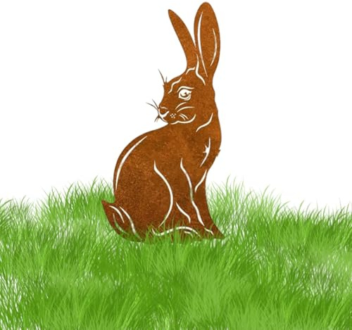 WRQIOO Gartenstecker Rost Hase, Hase Gartendeko Rost Gartenstecker, Gartendeko Stecker Ha-se, Osternhase Deko für Garten Deko Frühlingsdeko Terrasse Balkon