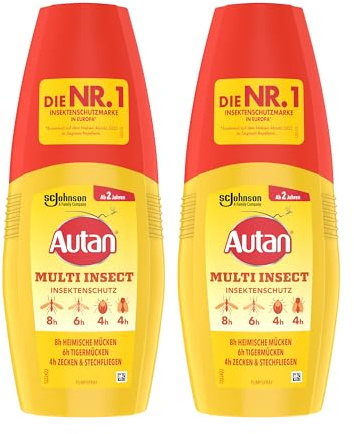 Autan Multi Insect Pumpspray, Multi-Insektenschutz vor Mücken, Stechfliegen und Zecken, Travel Essentials, 2er Pack (2 x 100 ml)