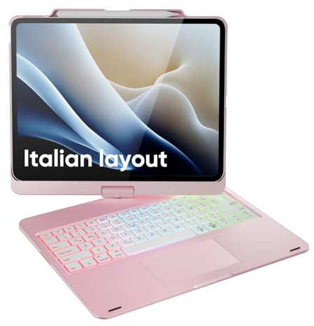 doqo Custodia Tastiera iPad Air 13 & Pro 13/12,9,Trackpad,Rotazione 360°
