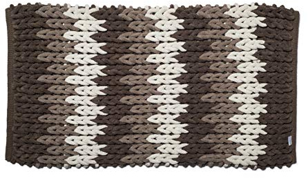 Croydex Coffee and White Super Soft Patterned Bathroom Mat with Slip-Resistant Backing