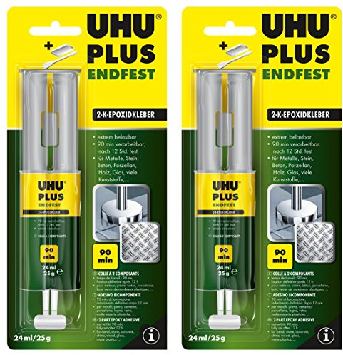 2 X Uhu Plus endfest 2 K di colla epossidica 25 G per la massima belastungen