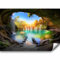 murando - Papier peint panoramique paysage 350x256 cm - Revêtement mural décoration salon - Design moderne - Beige vert bleu turquoise - Arbres pierre coloré paysage eau cascade c-A-0127-a-a