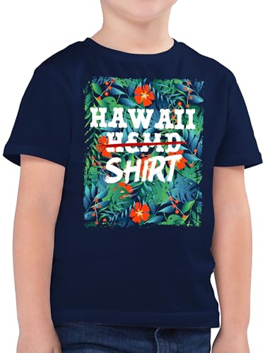 Kinder T-Shirt Jungen - Karneval & Fasching - Aloha Hawaii Hemd Shirt I Hawaii Party Kleidung Karibik - 164 (14/15 Jahre) - Dunkelblau - Outfit Karneval-Klamotten Faschings Beach Tshirt