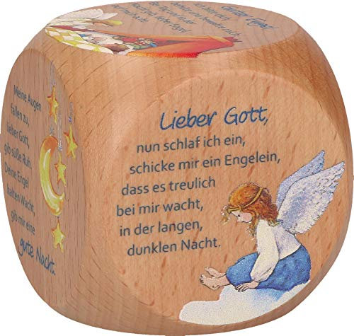 Gebetswürfel mit Abendgebeten – Lieber Gott. 6 beliebte Abendgebete für Kinder, liebevoll gestalteter Würfel aus Buchenholz. Ideal als christliches Geschenk