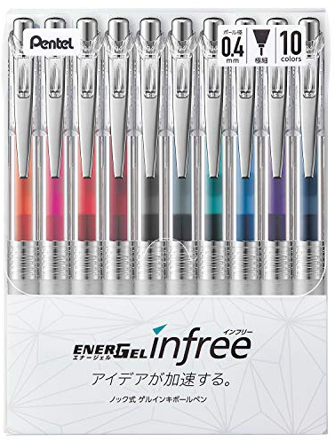 Pentel BLN74TL-10 EnerGel Ink Kugelschreiber, 0,4 mm, 10 Farben Japan Import – Made in Japan