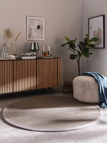 benuta Nest Sisal Naturfaser Teppich Sana - Grau Rund 250 cm - Robuster Teppich für Esszimmer & Wohnzimmer - 100% Sisal Naturfaser - Zeitloses Design