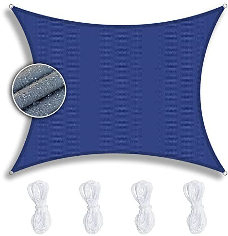 Toile D'Ombrage Rectangulaire 3X5M, Tissu Oxford 420D Étanche Résistant aux déchirures Ombre, Protection Solaire, Protection UV Voiles d'ombrage pour Patio Parasols et Stores pour Patio -Bleu Royal.