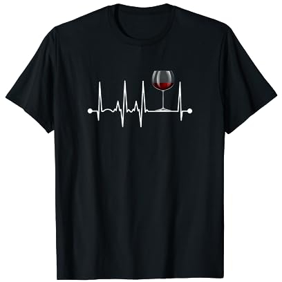 Verre à vin avec battement de cœur T-Shirt