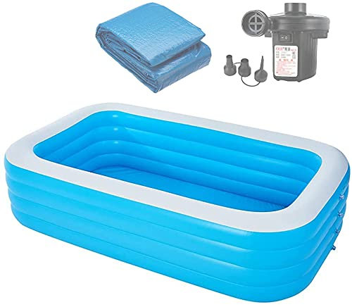 GJXJY Piscinas Hinchables para NiñOs Adultos con Bomba,Piscina Inflable Infantil Rectangular Balcon,Extra Grande Piscina Hinchable para JardíN Al Aire Libre BalcóN Playa