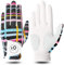FINGER TEN Golfhandschuhe Damen Leder Links Rechts Hand Golfhandschuh Golf Handschuhe mit Ball Marker Wert 1 Stück Handschuh, Rain Grip Griff Linke Rechte Golfer (Farbraster, S, Links)