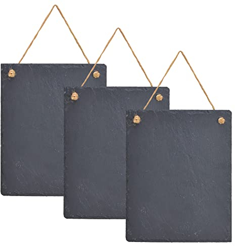 levandeo 3er Set Schiefertafel 20x25cm Kreidetafel Schieferplatte Tafel Memotafel Türschild Deko Kreidelook Schiefer Dekoschild