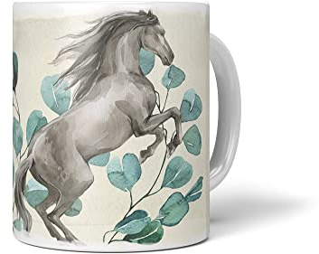 Paul Sinus Tasse Porzellan Tier Motiv wildes Pferd Kraftvoll Pflanzen Kunstvoll Wasserfarben