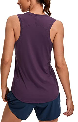 CRZ YOGA Lightweight Tank Top for Women Racerback Sleeveless Workout Tops High Neck Athletic Running Shirts Deep Crocus Violet 14
