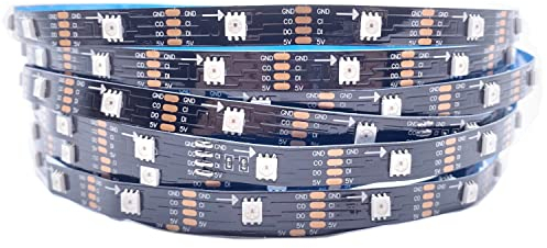 TOPXCDZ APA102 Smart LED-Pixel-Streifen, 5 m/Lot, DC 5 V, 30/60 LEDs/Pixel/m, Daten und Uhr separat, IP30/IP65/IP67; SK9822 LED-Streifen (5 m 30 LED/M, schwarze PCB IP30)