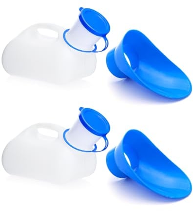 QWORK® 1000ml Urinal Für Männer Und Frauen Pinkeln, Tragbare Urinflasche, haben eine Abdeckung,Für Auto, Camping, Reisen, Outdoor, 1000ML