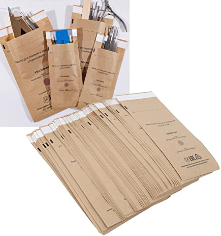 Sterilisationsbeutel, Sterilisation Tasche, 100 X 200 mm Dentalwerkzeug Selbstversiegelnder Beutel, Einweg Nagelzubehör, für Nagel Sterilisatoren Desinfektionsmaschinen(100 Stück)