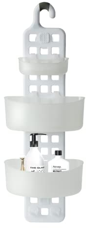 Blue Canyon 3 Tier Adjustable Plastic Shower Caddy, Hanging Caddy, No Drill Plastic Bathroom Shelf, Non-Rusting Storage Shelves, Shower Accessory, Bathroom Organisation Shelf, White