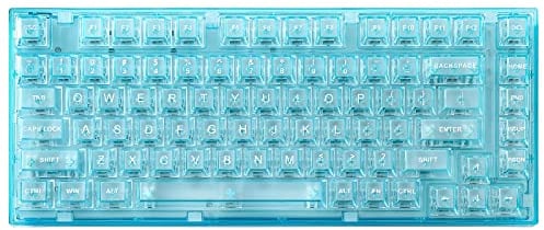 YUNZII X75 PRO Wireless Mechanical Transparent Keyboard with RGB Backlit Gasket Mount 75% Keyboard,BT/2.4G/Wired Custom Hot Swappable Gaming Keyboard(Light Blue, Kailh Jellyfish Switch)