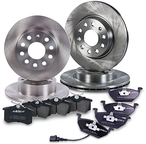 ATEC GERMANY Juego de frenos incl. discos de freno delanteros Ø 280 mm ventilados + traseros Ø 253 mm macizos + pastillas de freno delanteras y traseras