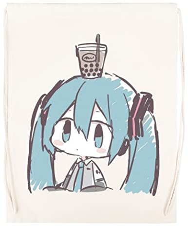 Newtee Hatsune Miku Beige Sporttasche Wiederverwendbare Sporttasche Aus Baumwolle Mit Kordelzug