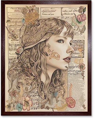 Artery8 Upcycled Music Book Page Singer Portrait Illustration Art Print Framed Poster Wall Decor 12x16 inch