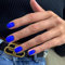 JUSTOTRY 24 Pcs Dark Blue Solid Short False Nails Square Pattern,Glossy Press on Nails Short, Fake Nails Medium,Squoval Stick on Nail for Women and Teens Nail Art