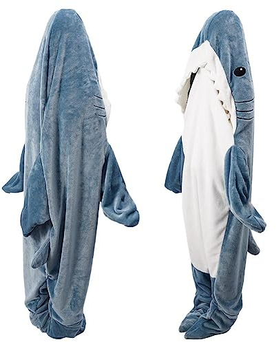 Shark Blanket Hoodie Shark Blanket Adult Shark Wearable Blanket Adult Super Soft Cozy Shark Sleeping Bag Shark Tail Wearable Fleece Throw Blanket, Shark Onesie Blanket
