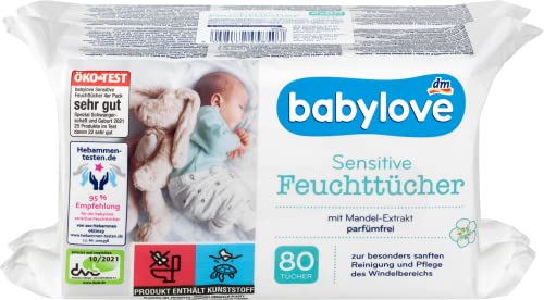 Babylove Feuchttücher und co (4x 80 Tücher, Sensitive Feuchttücher)