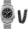 BODERRY Montre militaire automatique en titane pour homme 40 mm Fonction jour Date Étanche jusqu'à 100 m Bracelet en titane Mouvement mécanique japonais et couronne vissée, noir, Sports de plein air