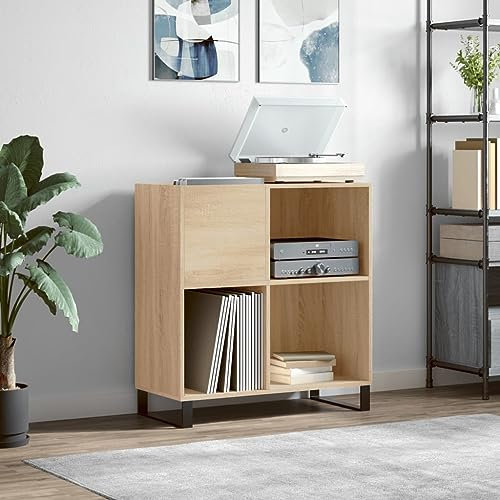 ADWOA Mobile Porta Dischi Rovere Sonoma 84,5x38x89 Legno Multistrato,Supporto per Giradischi,Supporto per Giradischi in Legno, Supporto per Giradischi con Spazio di archiviazione