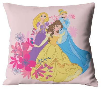MTOnlinehandel Deko-Kissen für Kinder & Teenager 40x40, weich, kuschelig, für Prinzessinnen in rosa, Fanartikel ideal für Kinderbett, Sofa, Leseecke oder Auto (Princess)
