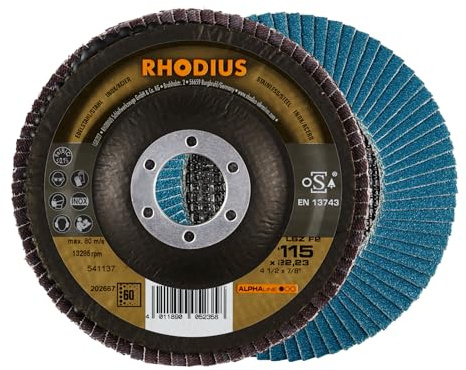 RHODIUS ALPHAline LSZ F2 Fächerschleifscheibe 115 x 22,23 mm K60 10 Stk