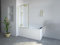 Vente-unique-Mampara de bañera dorada estilo industrial - 80 x 140 cm - Vidrio templado - BRADENTON
