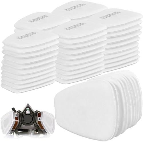 Faburo 50 filtri respiratori 5N11CN per maschera antipolvere 6000, 6200, 6800, 7501, 7502, FF402, mascherina in cotone, filtro antiparticolato, filtro antipolvere per verniciatura, polveri sottili