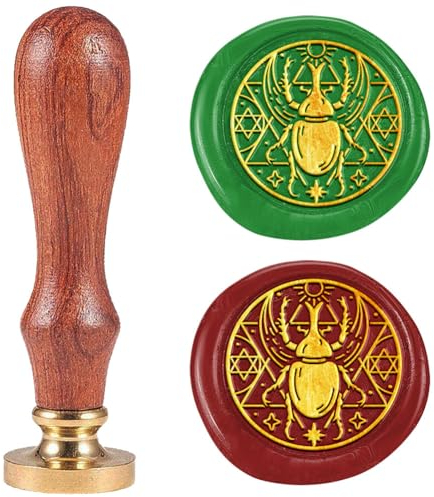 DELORIGIN Wachs Siegelstempel Magischer Käfer 25 mm Abnehmbarer Siegelkopf Aus Messing Vintage Siegelstempel Mit Geprägtem Buchstaben Für Einladungen Partys Geschenkverpackungen Dekoration