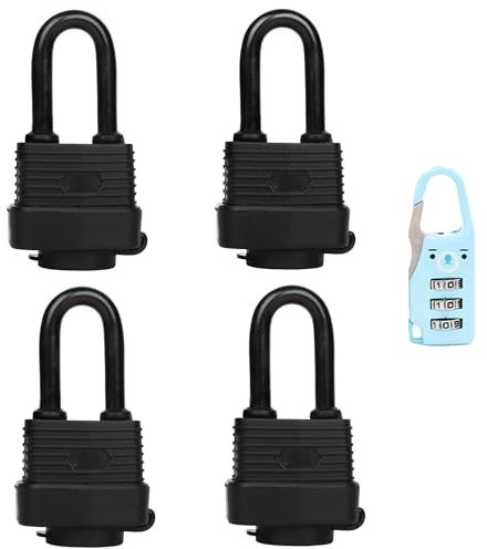 YUEHUA 4 candados impermeables para exteriores con 8 llaves Candado de seguridad de 40 mm Candado resistente a la intemperie para interiores/exteriores con llave (viene con candado para equipaje)