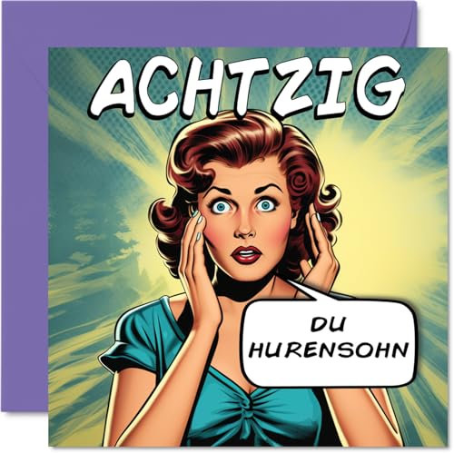 Stuff4 80. Geburtstagskarte Lustig Frau - Komische Jahre - Lustiger Alles Gute Zum Geburtstag Karte für Mama Oma Tante Schwester Freundin 145mm Unhöfliche Scherzen Glückwunschkarten