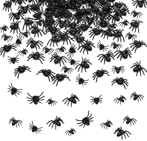 ALEGRE 120 Stück Spinne Halloween Deko,2 Größen Spinnen Deko,Realistische Spinne Streudeko,Kleine Spinnen Plastik,Plastikspinne Prank Artikel,Schwarze Spinnen Tischdeko,Gruselig Halloween Dekorationen