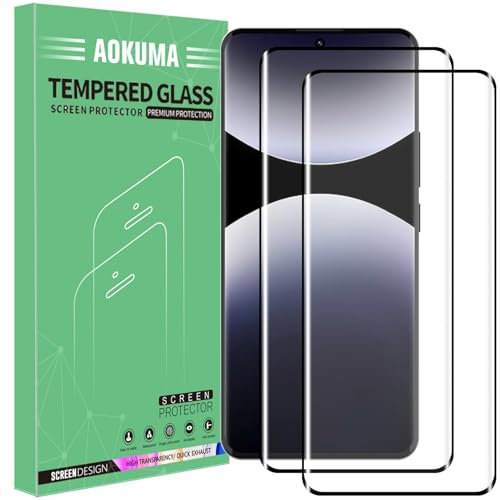 AOKUMA 3D Protector de Pantalla para Xiaomi Redmi Note 14 Pro 5G/Poco X7 5G, [2 Unidades] 3D Cristal Templado para Redmi Note 14 Pro 5G Fácil Instalación, Sin Burbujas, Alta Definicion, 9H Dureza