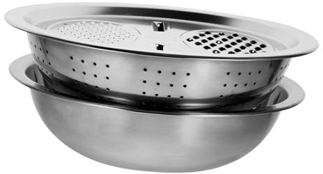 Cabilock Rallador Inoxidable Resistente De Rallador y Colador Cuenco Tapa Para Cocina